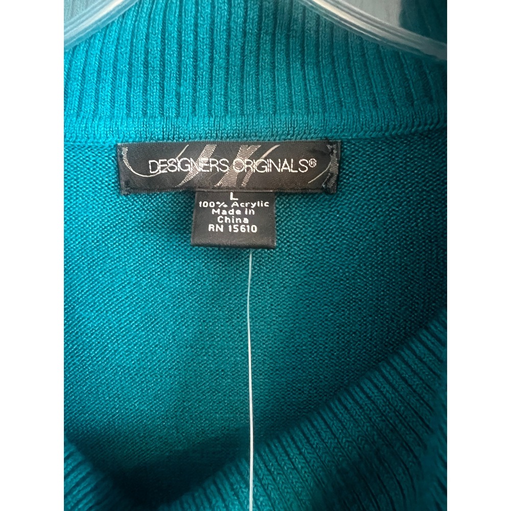 Designers Originals Womens Turquoise Cowl Neck 3/4 Sleeve Sweater Mallard Tea L - Picture 2 of 4